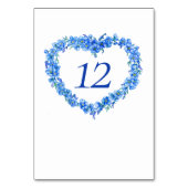 Blue forget me nots inked art wedding monogram tischnummer (Vorderseite)
