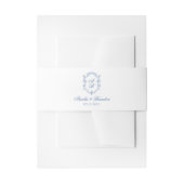 Blue Formal Monogram Wappen & Script Wedding Einladungsbanderole (Vorderseite Beispiel)