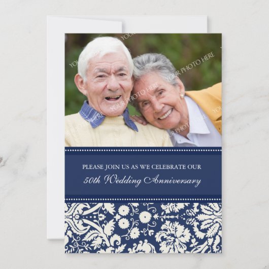 Blue Foto 50 Jahre Party Einladung (Vorderseite)