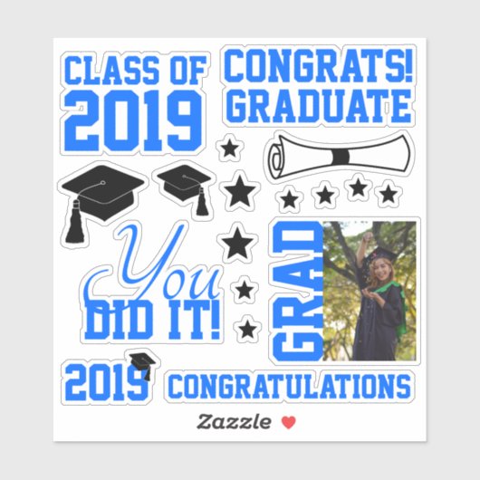 Blue Foto Abschluss Aufkleber (Blatt)