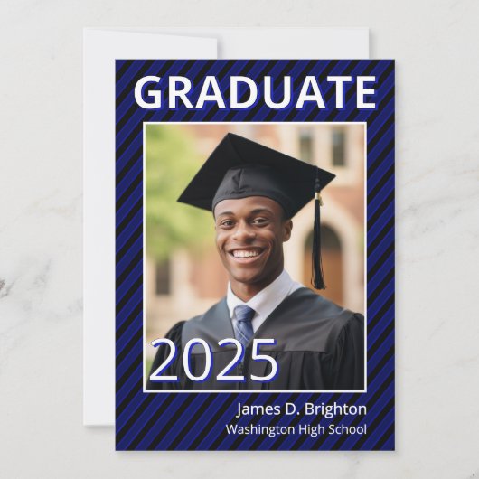 Blue Foto Abschluss Einladung (Vorderseite)