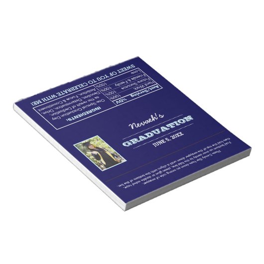 Blue Foto Abschluss Gunst Candy Wrappers Notepad Notizblock (angewinkelt)