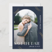Blue Foto Big Typografy Wedding Save The Date (Vorderseite)