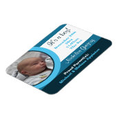 Blue Foto Birth Ankündigung Flex Flat Magnet (Linke Seite)