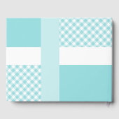 Blue Foto Birth Announcement Gingham Footprints Gästebuch (Rückseite)