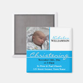 Blue Foto Christening oder Taufe Einladung Magnet (Vorderseite/Rückseite)