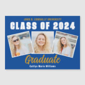 Blue Foto Collage Class of 2024 Abschluss Magnet (Vorderseite)