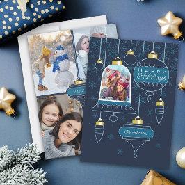 Blue Foto Collage Happy Holiday Card Feiertagskarte