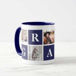 Blue Foto Collage personalisierte Fehler für Opa Tasse