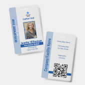Blue Foto Company Security QR Code Mitarbeiter-ID Ausweis (Vorder- & Rückseite)