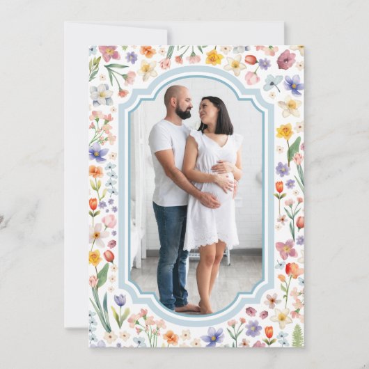 Blue Foto Dankeschön Card - Igel Baby Dusche Dankeskarte (Vorderseite)