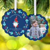 Blue Foto Gnome Sweet Gnome Elf Blumenstraube Ornament Karte