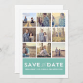 Blue Foto Grid Save the Date Ankündigungen (Vorne/Hinten)