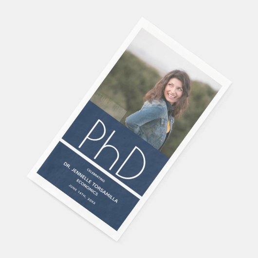 Blue Foto PhD-Abschluss Serviette (Ecke)