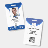 Blue Foto QR Code Mitarbeiter-ID Ausweis (Vorder- & Rückseite)