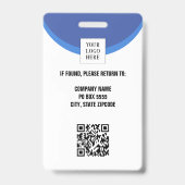 Blue Foto QR Code Mitarbeiter-ID Ausweis (Rückseite)
