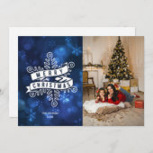 Blue Foto Snowflake Frohe Weihnachtsbriefe Feiertagskarte (Vorne/Hinten)