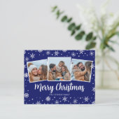 Blue Foto Snowflakes Weihnachten (Stehend Vorderseite)