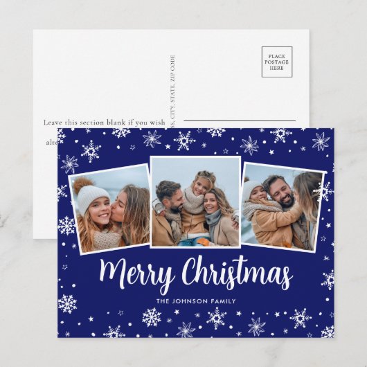 Blue Foto Snowflakes Weihnachten (Vorne/Hinten)