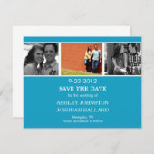 Blue Foto Strip Save the Date lädt ein (Vorne/Hinten)