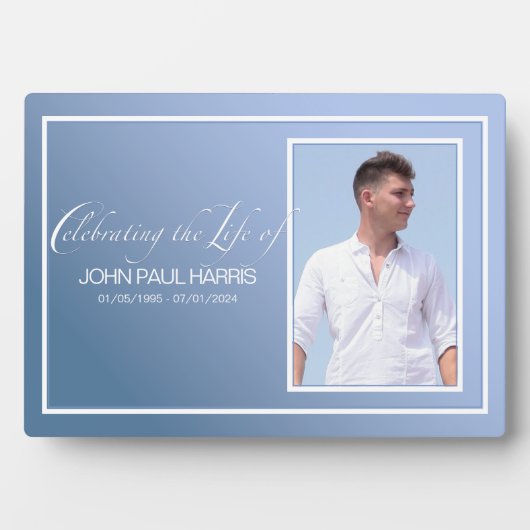 Blue Foto Table Memorial Fotoplatte (Vorderseite)