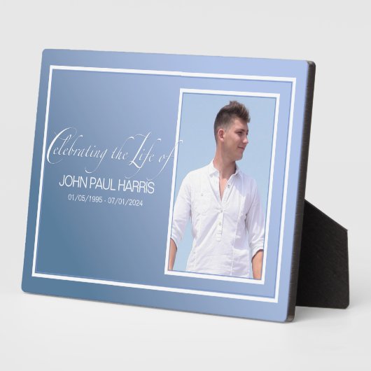 Blue Foto Table Memorial Fotoplatte (Seite)