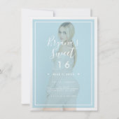 Blue Foto Tint Overlay 2 Modernes Minimal Sweet 16 Einladung (Vorderseite)