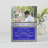 Blue Foto Wedding Save The Date (Stehend Vorderseite)