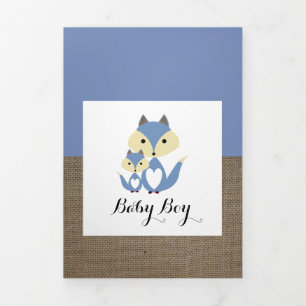 Blue Fox Burlap, 5 Foto Collage Baby Birth Dreifach Gefaltete Ankündigung