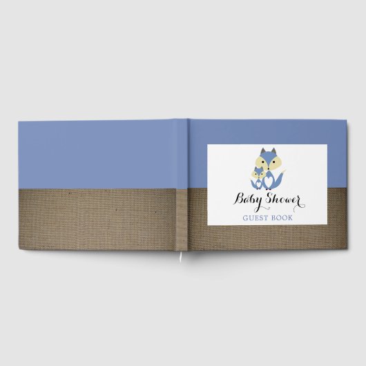 Blue Fox Burlap Baby Dusche Gästebuch (Voll)