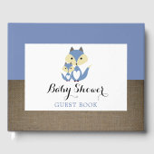 Blue Fox Burlap Baby Dusche Gästebuch (Vorderseite)