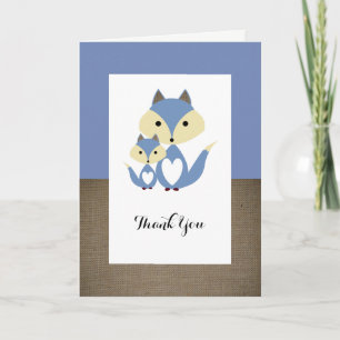 Blue Fox Burlap Baby Dusche Vielen Dank Dankeskarte