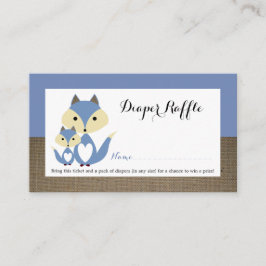 Blue Fox Burlap Baby Duschkabine Raffle Ticket Begleitkarte
