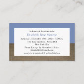 Blue Fox Burlap Baby Shower Ticket Einladung (Rückseite)