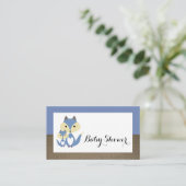 Blue Fox Burlap Baby Shower Ticket Einladung (Stehend Vorderseite)
