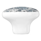 Blue Fox Floral Woodland Einzigartiges Art Delft R Keramikknauf (Seitenansicht)