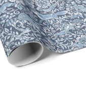 Blue Fox Rabbit Tierwald Grosses Holzmuster Geschenkpapier (Rolleneckpunkt)