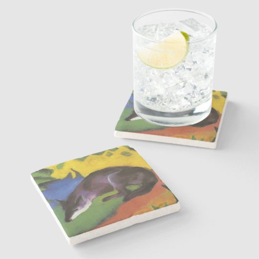 Blue Fox (von Franz Marc) Steinuntersetzer (Seitenansicht)