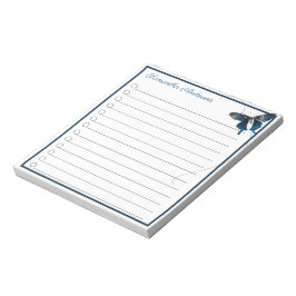 Blue Frack Butterfly Trail Personalisierter Name Notizblock