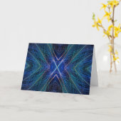 Blue Fractal Feather Design Karte (Gelbe Blume)