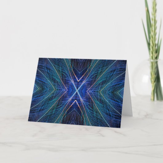 Blue Fractal Feather Design Karte (Vorderseite)