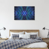 Blue Fractal Feather Design Leinwanddruck (Insitu (Schlafzimmer))