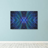 Blue Fractal Feather Design Leinwanddruck (Insitu (Holzboden))