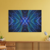 Blue Fractal Feather Design Leinwanddruck (Insitu (Wohnzimmer))