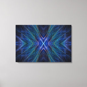 Blue Fractal Feather Design Leinwanddruck