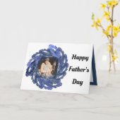 Blue Fraktal Art Circle Frame Happy Vatertag Karte (Gelbe Blume)
