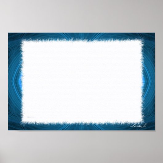 Blue Fraktal Border Leinwand oder Poster (Vorne)