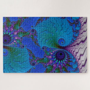 Blue Fraktal Chameleon Spiral Abstrakt Puzzle