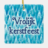 Blue Fraktal Forest - Vrolijk kerstest Keramikornament (Vorderseite)
