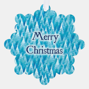Blue Fraktal Forest - Weihnachtskarte Ornament Karte